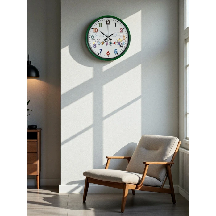 36 Cm Yeşil Çocuk Odası Duvar Saati