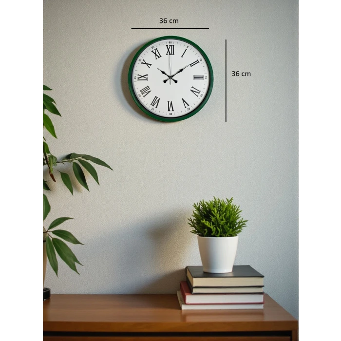 36 Cm Yeşil Roma Rakamlı Duvar Saati