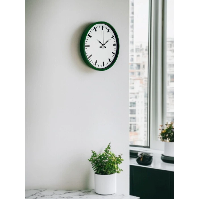 36 Cm Yeşil Sade Dekoratif Duvar Saati