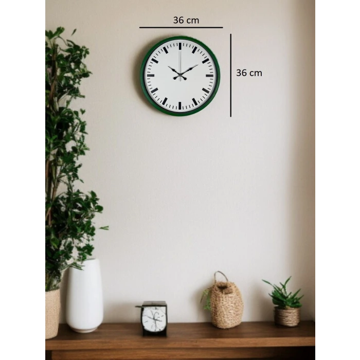 36 Cm Yeşil Sade Dekoratif Duvar Saati