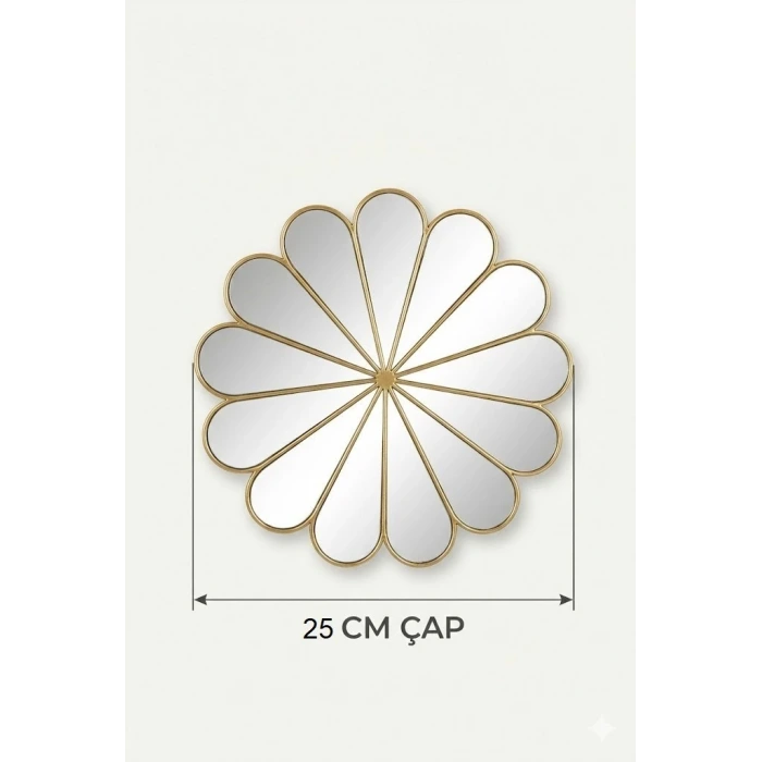 3’lü Gold Güneş Desenli Duvar Aynası Seti 27 cm | Dekoratif Yuvarlak Ayna