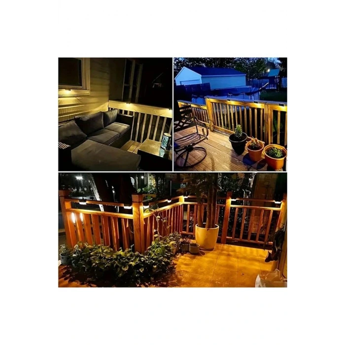 4 Adet Solar Güneş Enerjili Şarj Edilen Köşebent Merdiven Veranda Bahçe Led Lamba