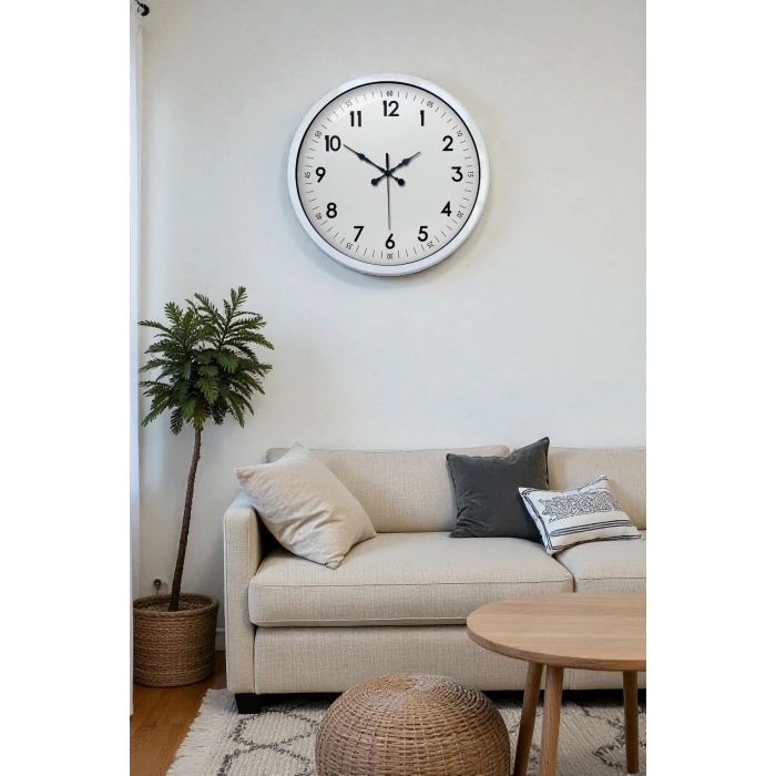 40 cm Beyaz Metal Standart Duvar Saati