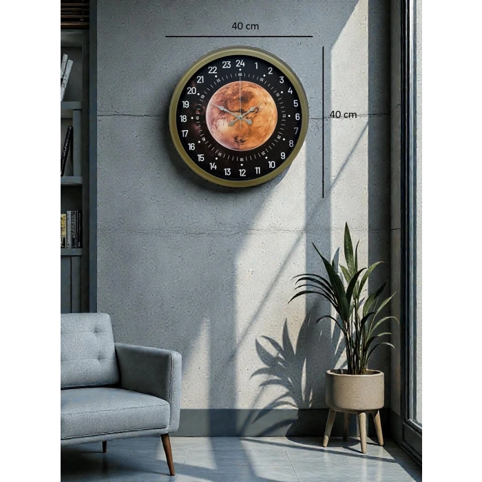 40 Cm Eskitme Metal 24 Saat Göstergeli Özel Tasarım Duvar Saati