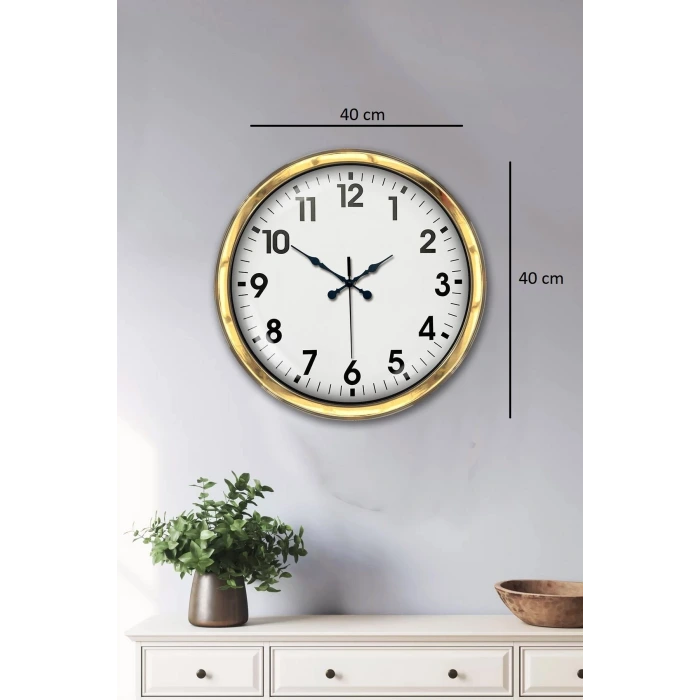 40 cm Metal Gold Standart Duvar Saati – Modern ve Dekoratif Tasarım