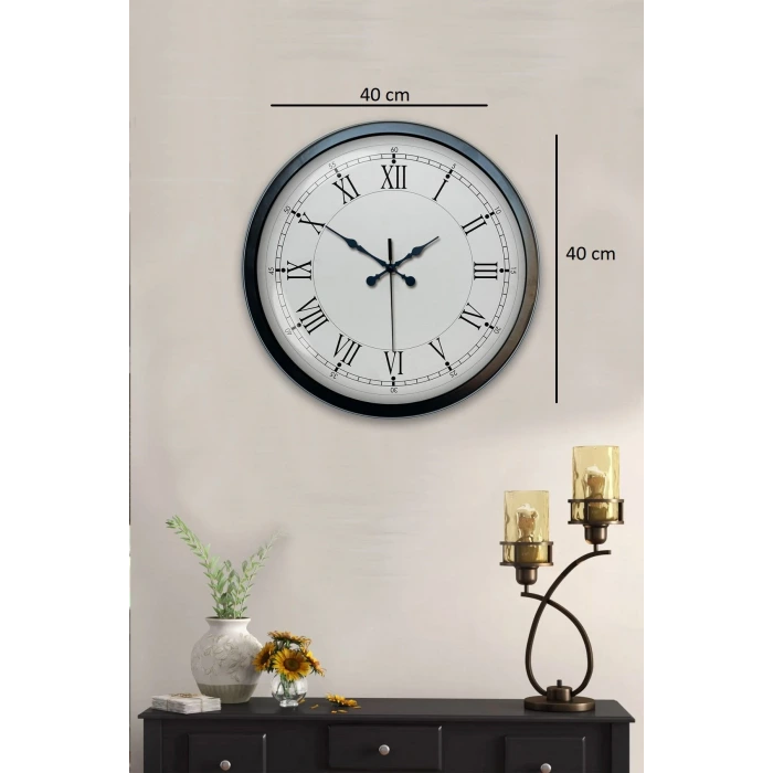 40 cm Siyah Metal Retro Duvar Saati