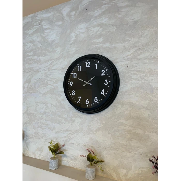 40 cm Siyah Metal Siyah Kadran Duvar Saati