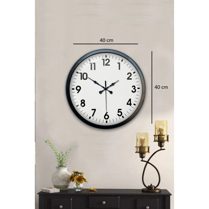 40 cm Siyah Metal Standart Duvar Saati