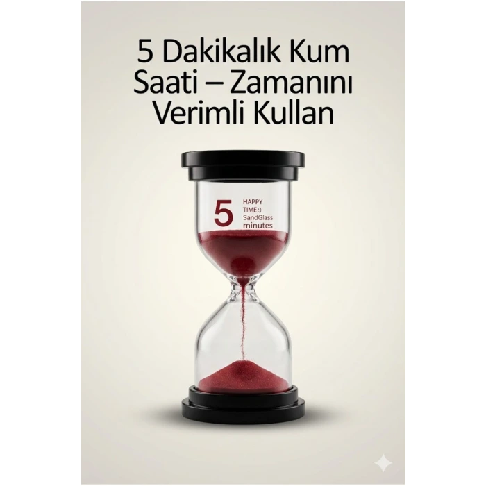 5 Dakikalık Kum Saati Zamanlayıcı – KIRMIZI Dekoratif Masa Saati 4 Renk Seçeneği
