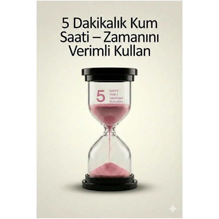 5 Dakikalık Kum Saati Zamanlayıcı – PEMBE Dekoratif Masa Saati 4 Renk Seçeneği