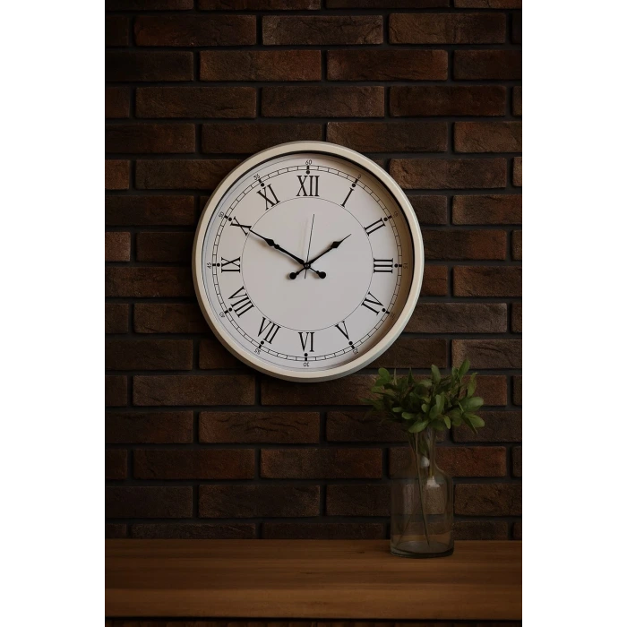 52 cm Beyaz Metal Roma Rakamlı Duvar Saati