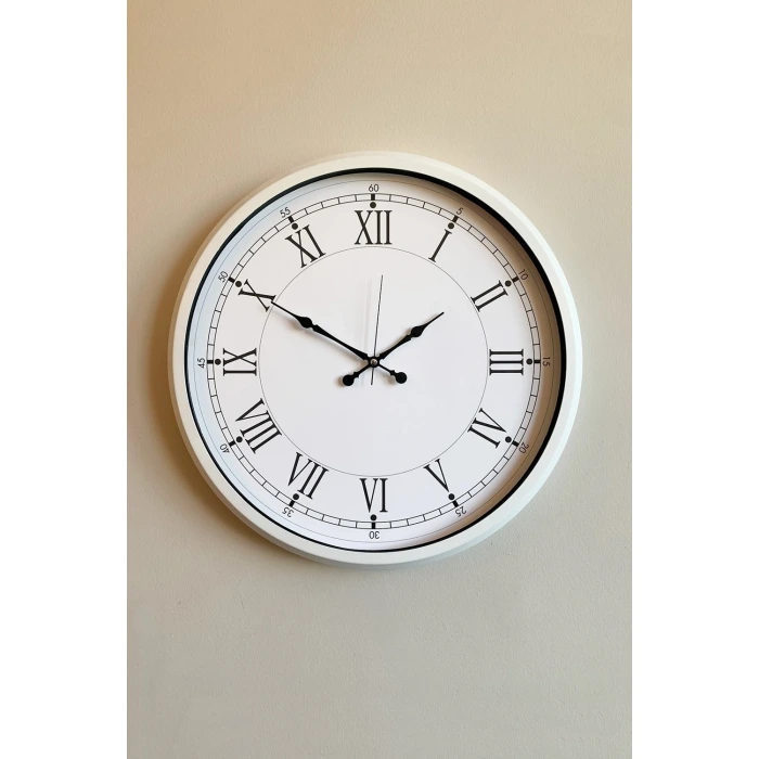 52 cm Beyaz Metal Roma Rakamlı Duvar Saati