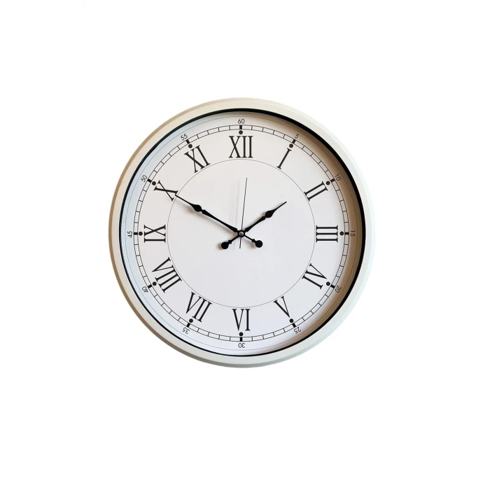 52 cm Beyaz Metal Roma Rakamlı Duvar Saati