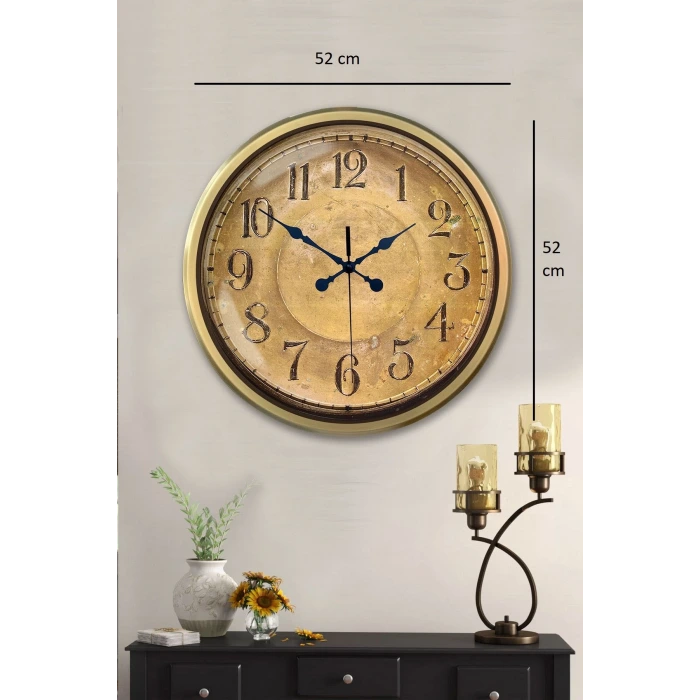 52 cm Eskitme Metal Retro Duvar Saati