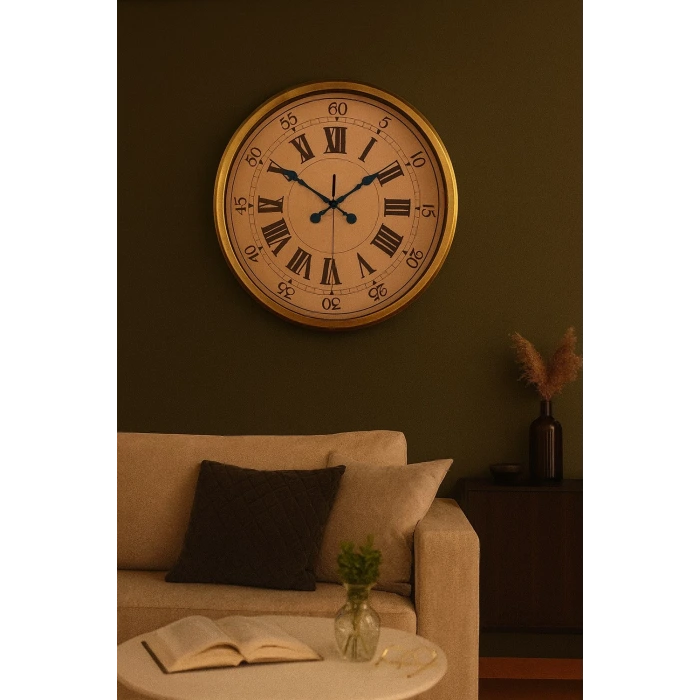 52 cm Eskitme Metal Roma Rakamlı Duvar Saati