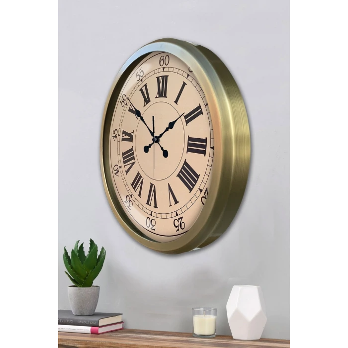 52 cm Eskitme Metal Roma Rakamlı Duvar Saati