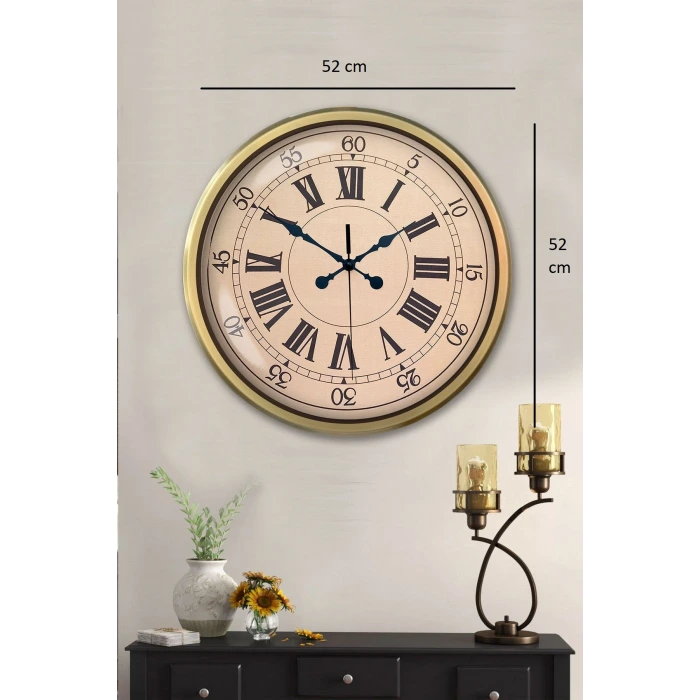 52 cm Eskitme Metal Roma Rakamlı Duvar Saati