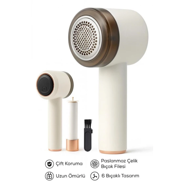 6 Bıçaklı 2 Kademeli  Tüy Tiftik  Şarjlı   Temizleme Makinesi Ve Tüy Toplama Rulosu (Yedek Bıçaklı)