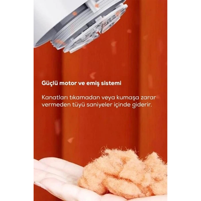 6 Bıçaklı Şarjlı Tüy Ve Tiftik Temizleme Makinesi Beyaz Yuvarlak Tasarım YEDEK BIÇAKLI