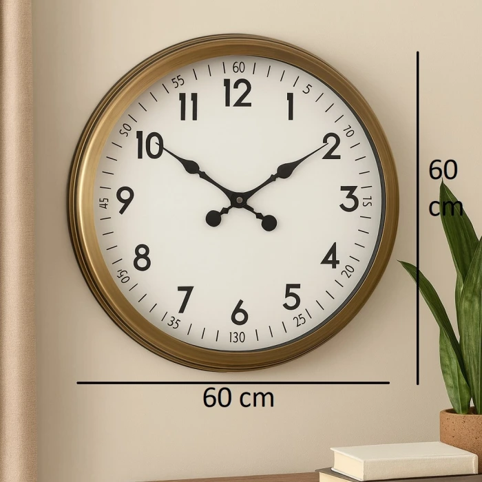 60 cm Eskitme Metal Dekoratif Duvar Saati