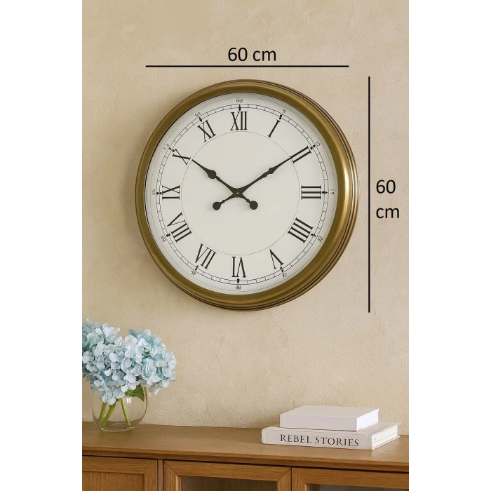 60 cm Eskitme Metal Retro Duvar Saati