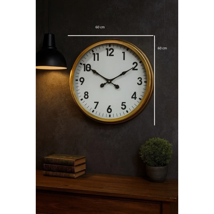 60 Cm Gold Metal Dekoratif Duvar Saati