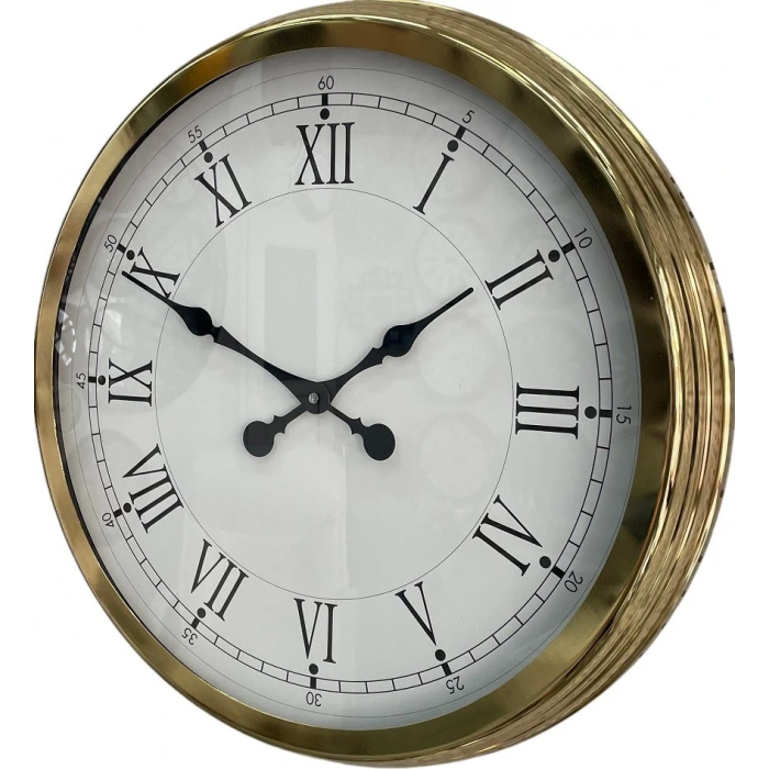 60 cm Gold Metal Dekoratif Roma Rakamlı Duvar Saati