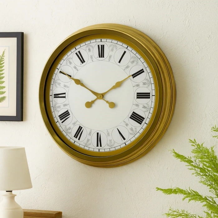 60 cm Gold Metal Roma Rakamlı Duvar Saati