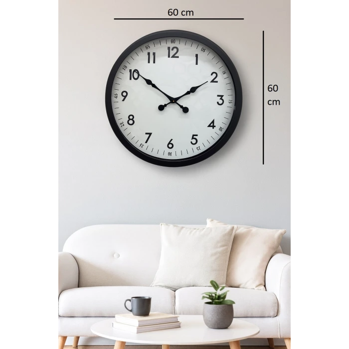60 cm Siyah Dekoratif Metal Duvar Saati