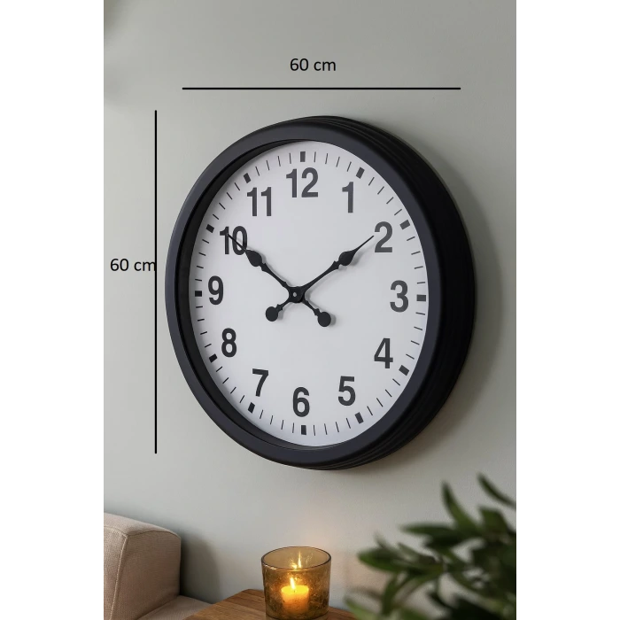 60 cm Siyah Metal Duvar Saati