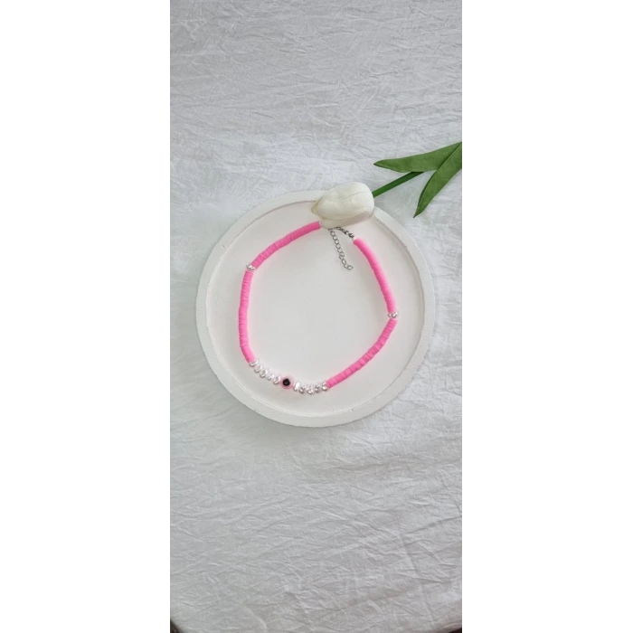 El Yapımı Pembe Boncuk Kolye