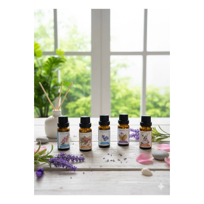 6’lı Esans Yağ Seti – Difüzör, Oda Kokusu, Mum ve Sabun Yapımına Uygun