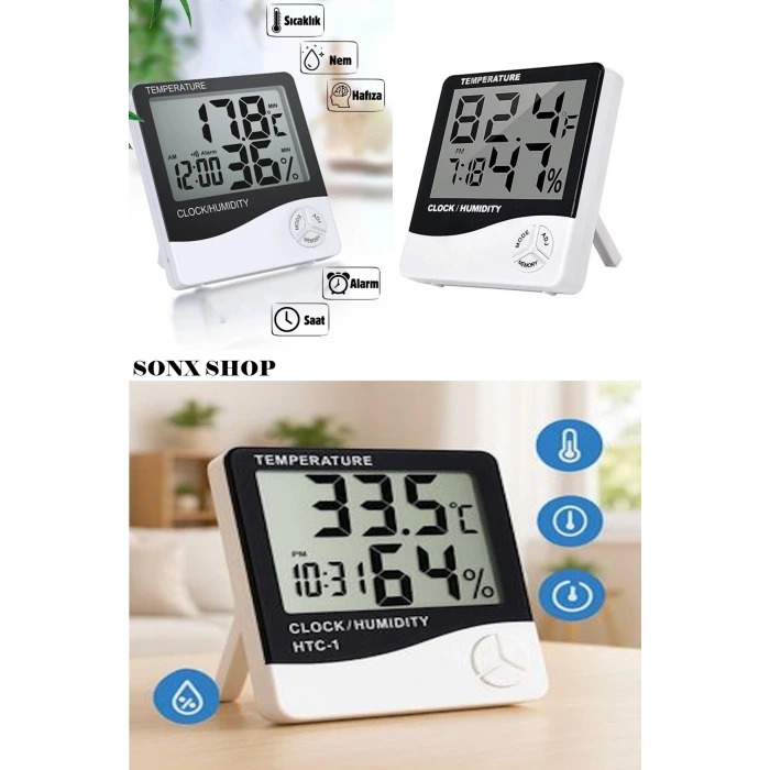Akıllı Dijital Nem Sıcaklık Ölçer Termometre Masa Saati Fonksiyonel Ev Oda Ortam Dijital Sensörlü