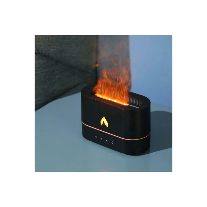 Alev Efektli Ultrasonik Hava Nemlendirici – Sessiz, Otomatik Kapanma, LED Işıklı Aroma Difüzör