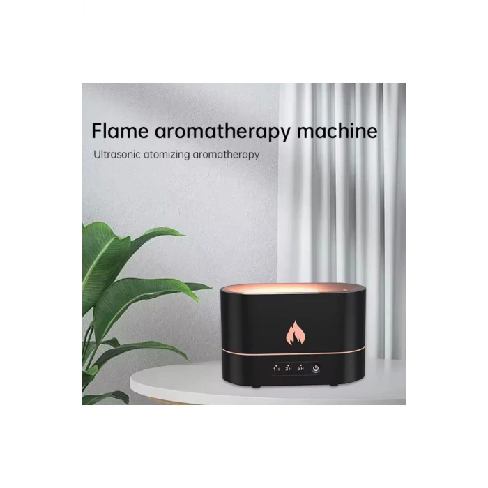 Alev Efektli Ultrasonik Hava Nemlendirici – Sessiz, Otomatik Kapanma, LED Işıklı Aroma Difüzör