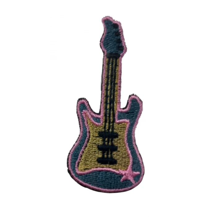 Aplike Ütü İle Yapışan Gitar Pembe Arma 5x3 cm