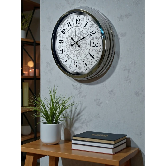 Asil Motif Krom 40 Cm Metal Duvar Saati