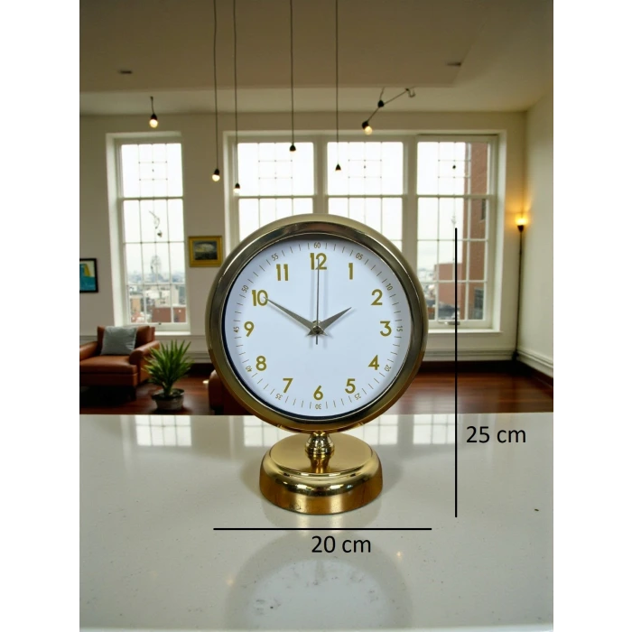 Aura Gold Modern 25 x 20 Cm Metal Masa Saati