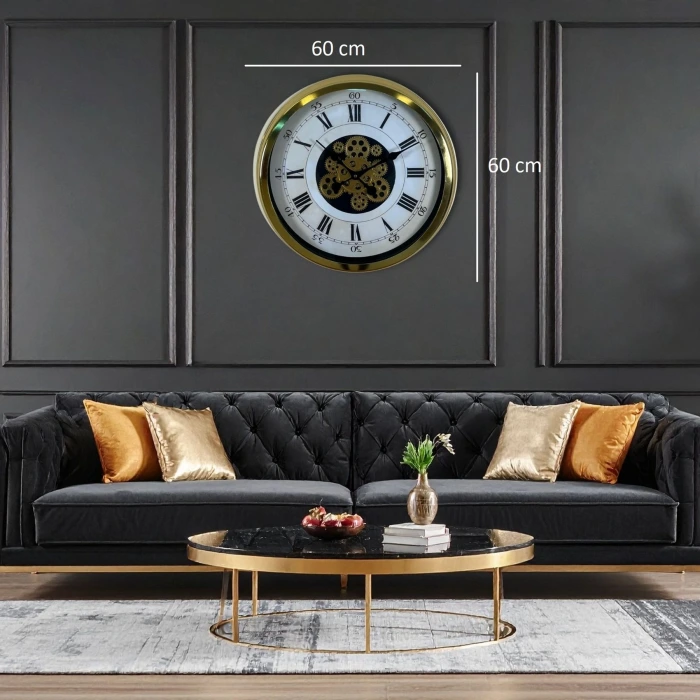 Aurelius Gold 60 Cm Çarklı Duvar Saati
