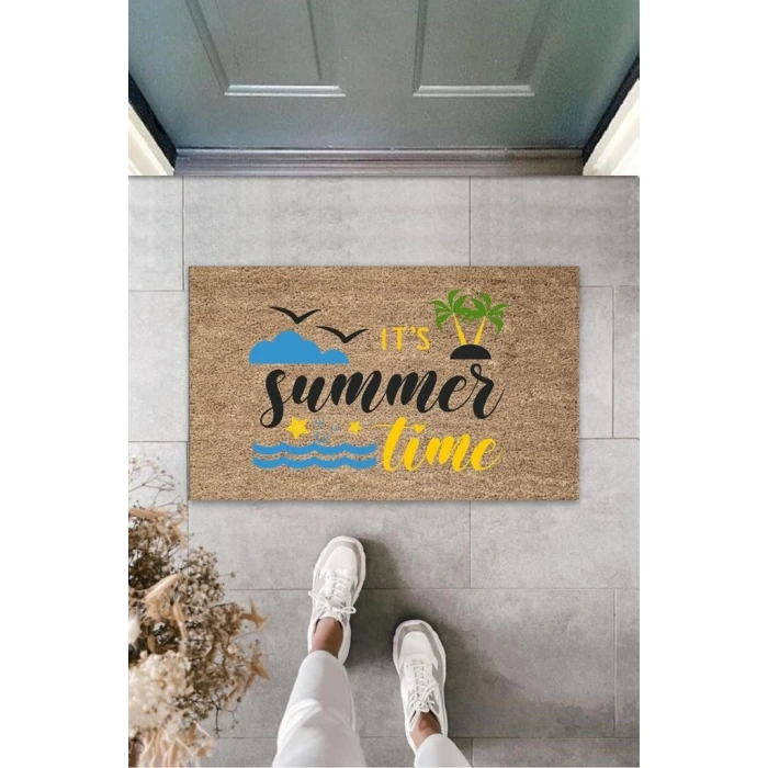Bej Kapı Önü Paspası Its Summer Tıme Desen  K-3281