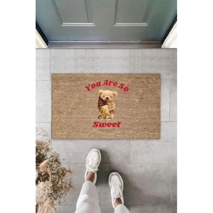 Bej Kapı Önü Paspası You Are So Sweet Desen  K-3358