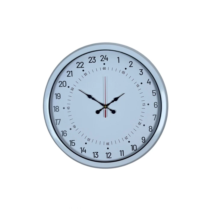 Beyaz 40 Cm Metal 24 Saat Göstergeli Özel Tasarım Duvar Saati