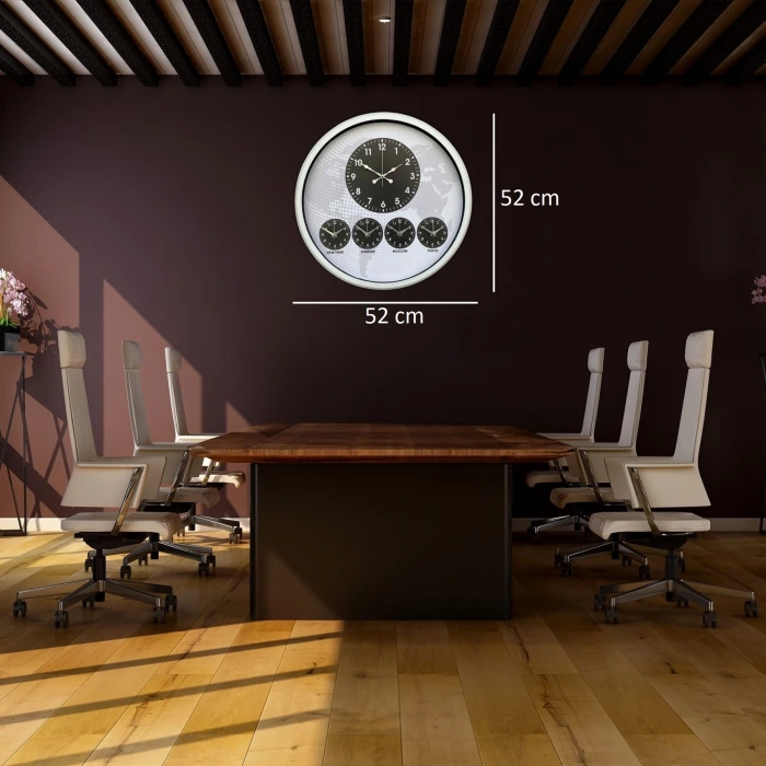 Beyaz 52 Cm Zarif Dünya Saati