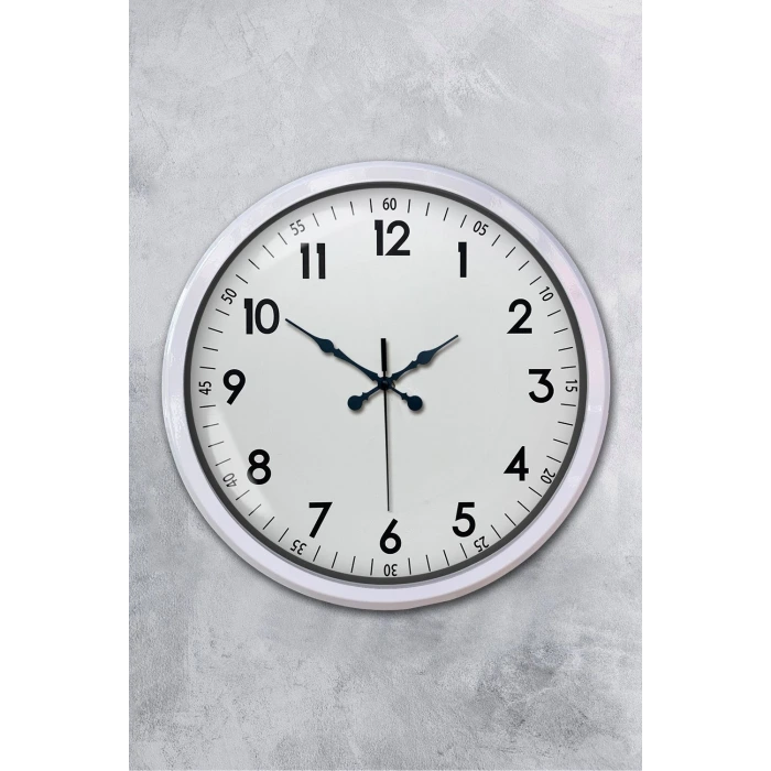 Beyaz Dekoratif Stil 52 Cm Metal Duvar Saati