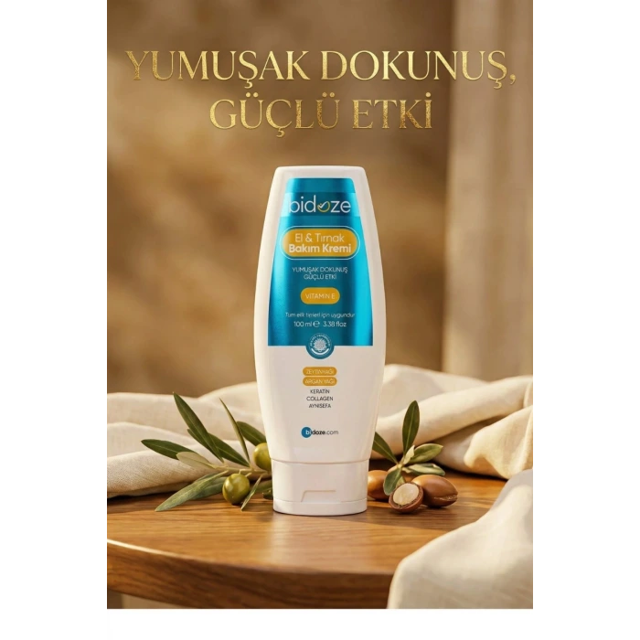 Bidoze El Ve Tırnak Bakım Kremi 100 Ml | Keratin ve Vitamin E Destekli Yoğun Onarıcı Bakım