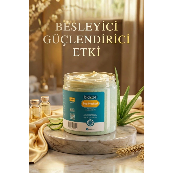 Bidoze Kolajen & Keratin Özlü Onarıcı Saç Maskesi 500 Ml | Yıpranmış Saçlar İçin Yoğun Bakım