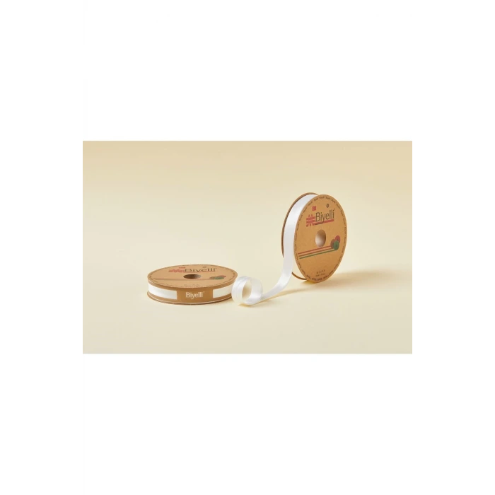 Biye Saten Katlı 001 Beyaz 2 cm 25 Metre %100 Polyester