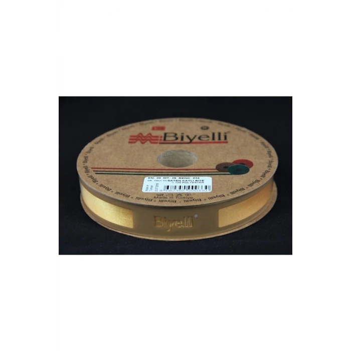 Biye Saten Katlı 034 Sarı 2 cm 25 Metre %100 Polyester