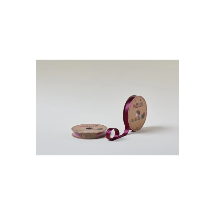 Biye Saten Katlı 075 Mürdüm 2 cm 25 Metre %100 Polyester