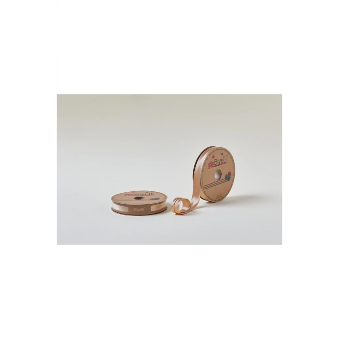 Biye Saten Katlı 080 Koyu Bej 2 cm 25 Metre %100 Polyester